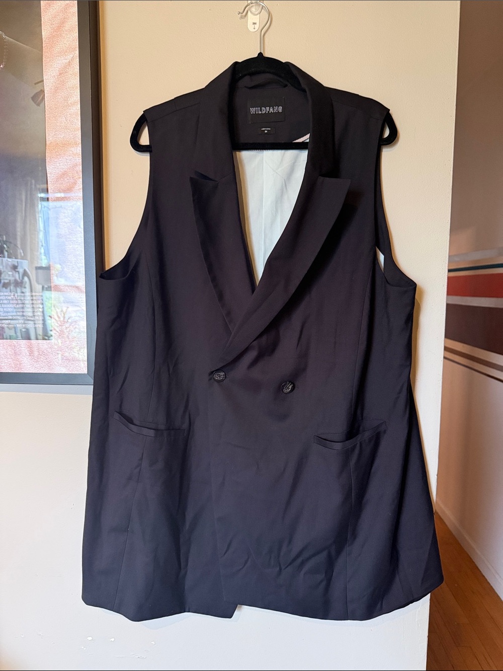 Wildfang Black Double-Breasted Sleeveless Blazer Vest